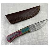 Damascus Steel Fixed Blade Knife w/ Sheath Damascus Steel Fixed Blade Knife w/ Sheath