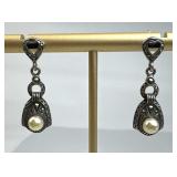 925 Silver Vtg. Victorian Dangling Faux Pearl Marc 925 Silver Vtg. Victorian Dangling Faux Pearl Marc