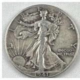 1941 Walking Liberty Silver Half Dollar, US 90% 1941 Walking Liberty Silver Half Dollar, US 90%
