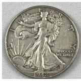 1942 Walking Liberty Silver Half Dollar, US 90% 1942 Walking Liberty Silver Half Dollar, US 90%