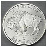 1oz Silver Buffalo Round w/ Rays .999 Fine