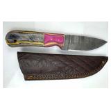Damascus Steel Fixed Blade Knife w/ Sheath Damascus Steel Fixed Blade Knife w/ Sheath
