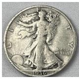 1936-S Walking Liberty Silver Half Dollar, US 90% 1936-S Walking Liberty Silver Half Dollar, US 90%