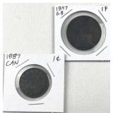1887 & 1897 Canada & Britain Cent & Penny 1887 & 1897 Canada & Britain Cent & Penny