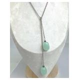 925 Silver Colored Stones Lariat Rolo Necklace 925 Silver Colored Stones Lariat Rolo Necklace