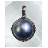 925 Silver Blue Mabe Pearl Filigree Pendant 925 Silver Blue Mabe Pearl Filigree Pendant