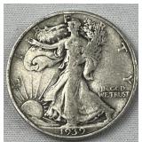 1939-D Walking Liberty Silver Half Dollar, US 90% 1939-D Walking Liberty Silver Half Dollar, US 90%