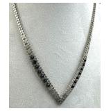 925 Silver Vintage Black Rhinestone "V" Shape Ne 925 Silver Vintage Black Rhinestone "V" Shape Ne