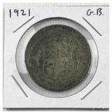 1921 Silver Great Britain Half Crown Coin .500 1921 Silver Great Britain Half Crown Coin .500