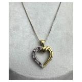 925 Silver Two Tone Ruby & Diamond Heart Pendant N 925 Silver Two Tone Ruby & Diamond Heart Pendant N