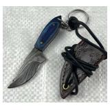 Damascus Steel Keychain Knife w/ Sheath Damascus Steel Keychain Knife w/ Sheath