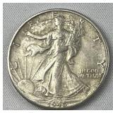 1945-D Walking Liberty Silver Half Dollar, US 90% 1945-D Walking Liberty Silver Half Dollar, US 90%