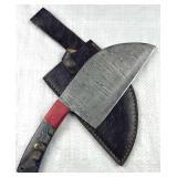 Damascus Steel Fixed Cleaver Blade Knife w/ Sheath Damascus Steel Fixed Cleaver Blade Knife w/ Sheath