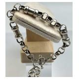 950 Silver Rolo Barrel Link Bracelet with Elephant 950 Silver Rolo Barrel Link Bracelet with Elephant
