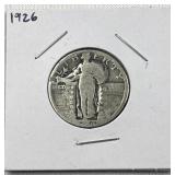 1926 Silver Standing Liberty Quarter, US 90% 1926 Silver Standing Liberty Quarter, US 90%