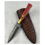 Damascus Steel Stiletto Blade Knife w/ Sheath Damascus Steel Stiletto Blade Knife w/ Sheath