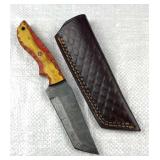 Damascus Steel Fixed Tanto Blade Knife w/ Sheath Damascus Steel Fixed Tanto Blade Knife w/ Sheath