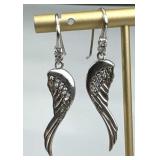 925 Silver Zirconia Dangling Angel Wing French Wir 925 Silver Zirconia Dangling Angel Wing French Wir