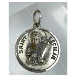 925 Silver Vintage Saint Cecilia Medal Charm 925 Silver Vintage Saint Cecilia Medal Charm