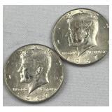 (2) 1967 JFK 40% Silver Half Dollars, US 50c (2) 1967 JFK 40% Silver Half Dollars, US 50c
