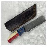 Damascus Steel Fixed Blade Knife w/ Sheath