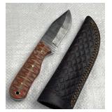 Damascus Steel Fixed Blade Knife w/ Sheath