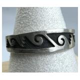925 Silver Oxidized Wave Band Ring
