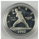 1992 Silver Proof Olympics - Baseball Dollar 90%