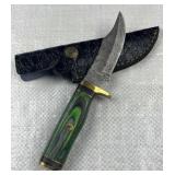 Damascus Steel Fixed Blade Knife w/ Sheath