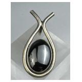 925 Silver Large Oval Hematite Pendant