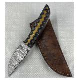 Damascus Steel Fixed Blade Knife w/ Sheath