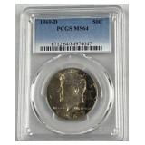 1969-D Toned JFK 40% Silver Half PCGS MS64