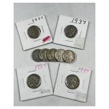 (9) 1920s-30s Full Date Buffalo Nickels, Quality
