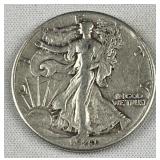 1941 Walking Liberty Silver Half Dollar, US 50c