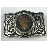 Authentic 1923 Peace Silver Dollar Belt Buckle