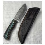 Damascus Steel Fixed Blade Knife w/ Sheath