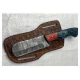 Damascus Steel Fixed Blade Knife w/ Sheath