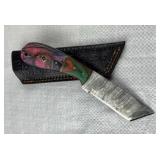 Damascus Steel Fixed Blade Knife w/ Sheath