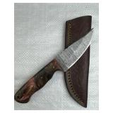 Damascus Steel Fixed Blade Knife w/ Sheath