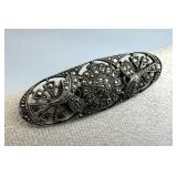 925 Silver Vintage Victorian Marcasite Brooch/Pin