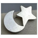 925 Silver Taxco Crescent Moon/Star Brooch/Pendant