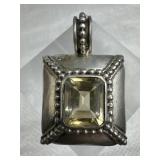 925 Sterling Silver Vintage Citrine Gem Pendant