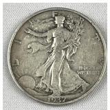 1937 Walking Liberty Silver Half Dollar, US 50c