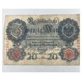 1914 Germany 20 Mark Reichsbanknote