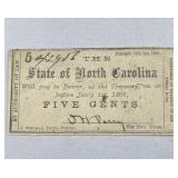 1866 State of North Caroline Five Cents