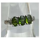 925 Silver 3-Gem Chrome Diopside Baguette Diamond