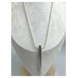 925 Silver Minimalist Curved Solid Bar Pendant Nec
