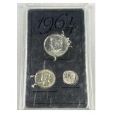 1964 Last Silver Set 3pc 90% Coins w/ JFK