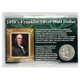 1957-D Franklin Silver Half Dollar, Carded w/
