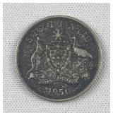 1950 Silver Australian Six Pence Coin